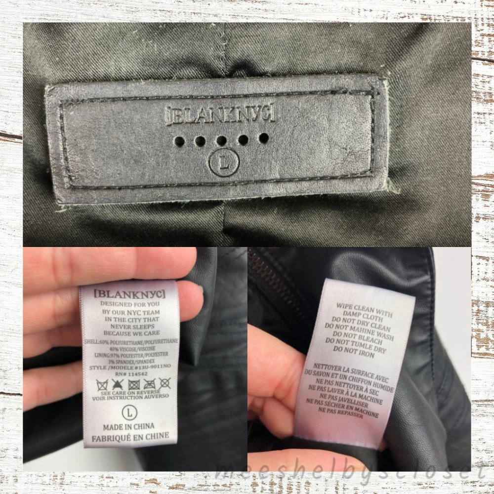 BLANK NYC Vegan Leather Black Moto Jacket Large - Picture 3 of 8